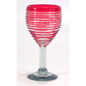 BGX Red Spiral Wine Glass          3.25″ X 7″ X 2 .75